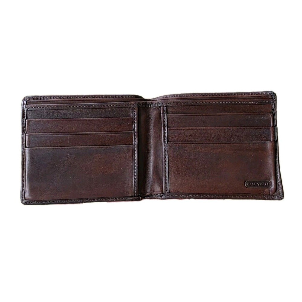 Coach Men’s Thin Bifold Wallet Genuine Leather Card Holder - Picture 4 of 13